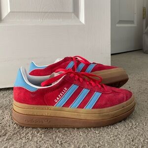 Adidas Gazelle Blue and Red Sneakers